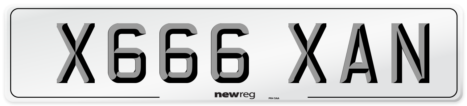X666 XAN Number Plate from New Reg